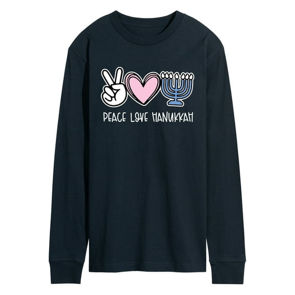 Instant Message - Peace Love Hanukkah - Men's Long Sleeve Graphic T-shirt