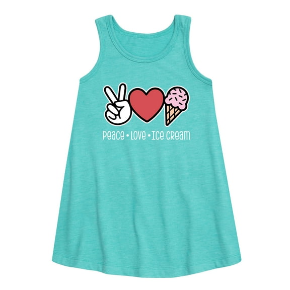 Instant Message - Peace Love Ice Cream - Toddler & Youth Girls A-line Dress