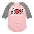 thumbnail image 1 of Instant Message - Peace Love Ice Cream - Toddler & Youth Girls Raglan Graphic T-Shirt, 1 of 6