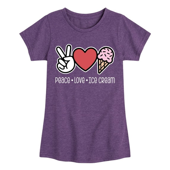 Instant Message - Peace Love Ice Cream - Toddler & Youth Girls Short Sleeve Graphic T-Shirt