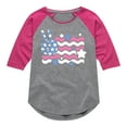 thumbnail image 1 of Instant Message - Peace Sign Flag - Toddler & Youth Girls Raglan Graphic T-Shirt, 1 of 6