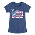 thumbnail image 1 of Instant Message - Peace Sign Flag - Toddler & Youth Girls Short Sleeve Graphic T-Shirt, 1 of 6