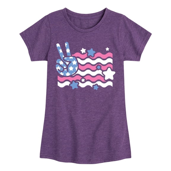 Instant Message - Peace Sign Flag - Toddler & Youth Girls Short Sleeve Graphic T-Shirt