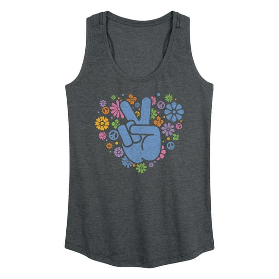 Instant Message - Peace Sign & Flowers - Women's Racerback Tank Top