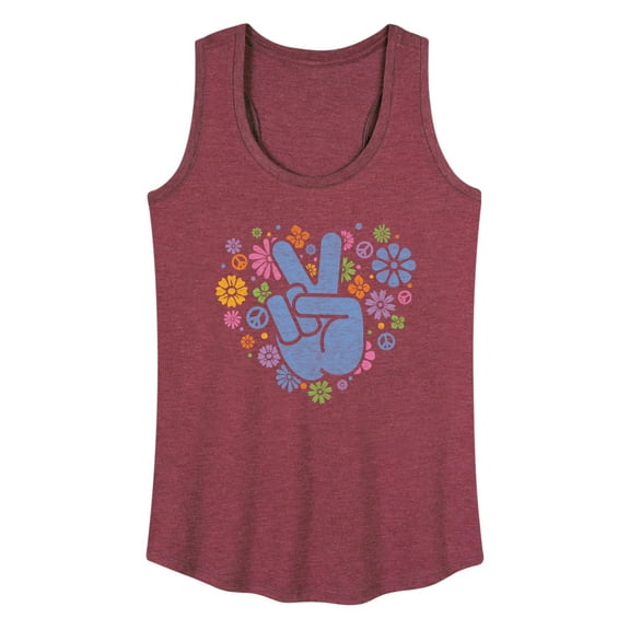 Instant Message - Peace Sign & Flowers - Women's Racerback Tank Top