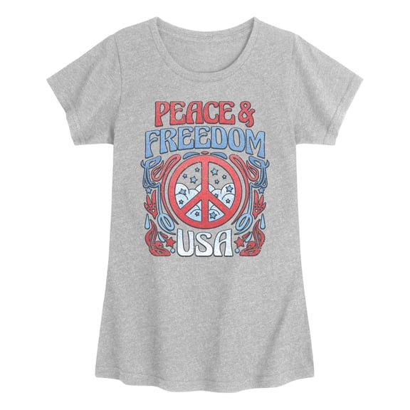 Instant Message - Peace and Freedom - Youth Girls Fitted Short Sleeve T-Shirt