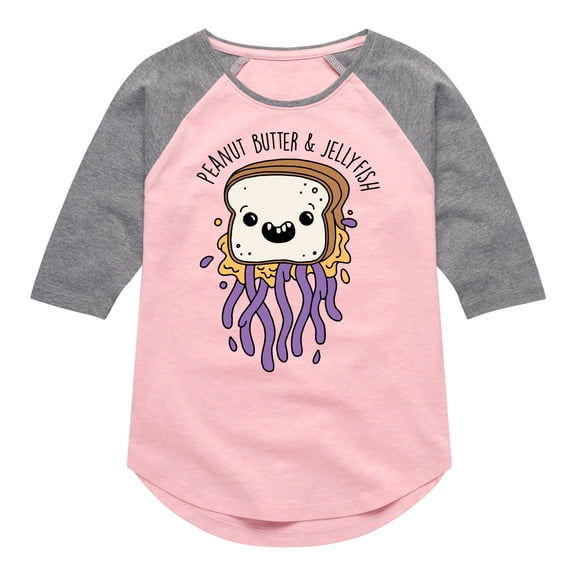 Instant Message - Peanut Butter & Jellyfish - Toddler & Youth Girls Raglan Graphic T-Shirt