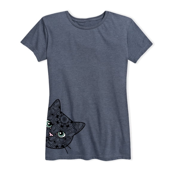 Instant Message - Peeking Decorative Cat - Women's Short Sleeve Graphic T-shirt