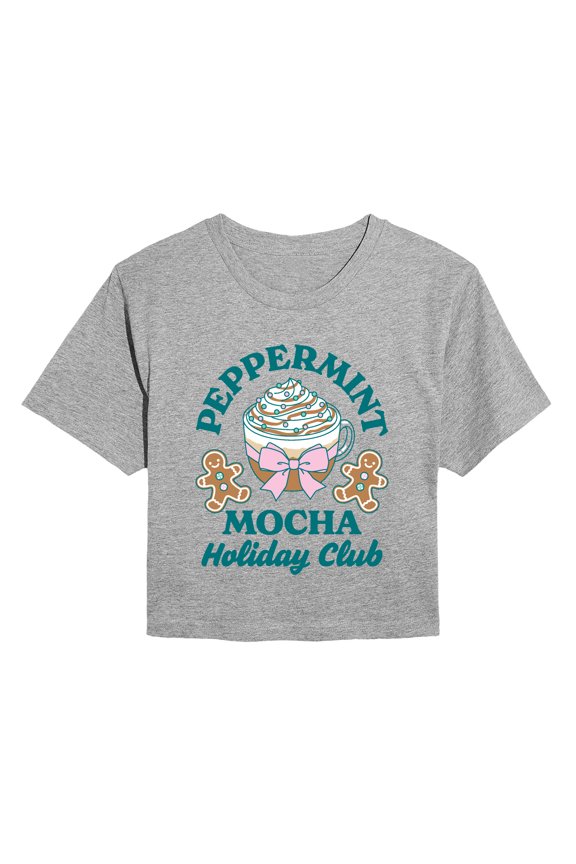 - Peppermint Mocha Holiday Club - Juniors Cropped Graphic T-Shirt