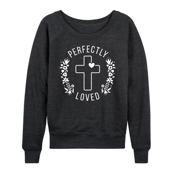 Instant Message - Perfectly Loved Lightweight French Terry Wide Neck Long Sleeve Graphic Shirt