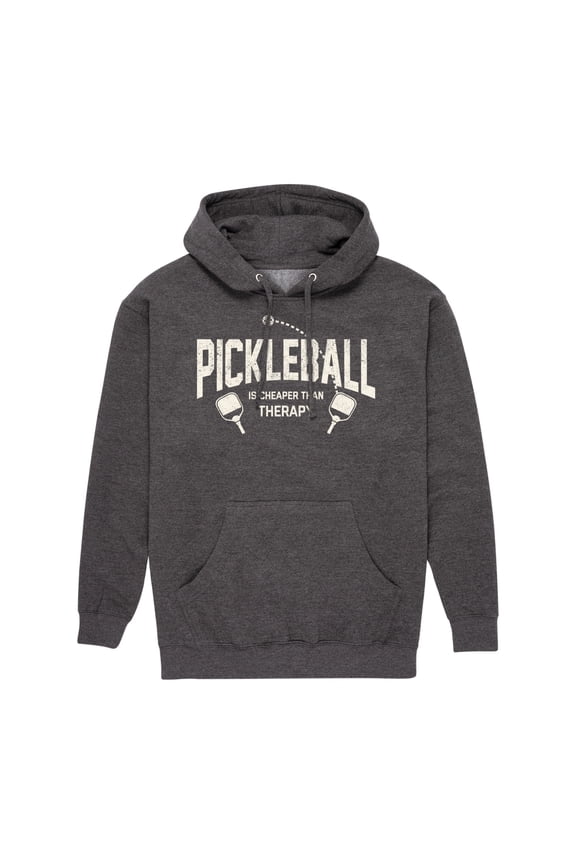 - Pickleball Cheaper Than Therapy - Men's Pullover Hooded Fleece Sweatshirt