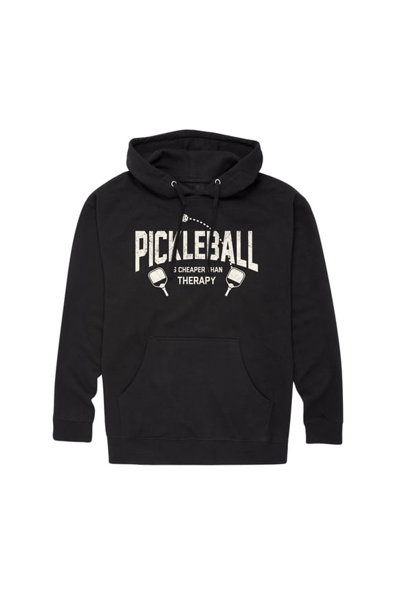 - Pickleball Cheaper Than Therapy - Men's Pullover Hooded Fleece Sweatshirt