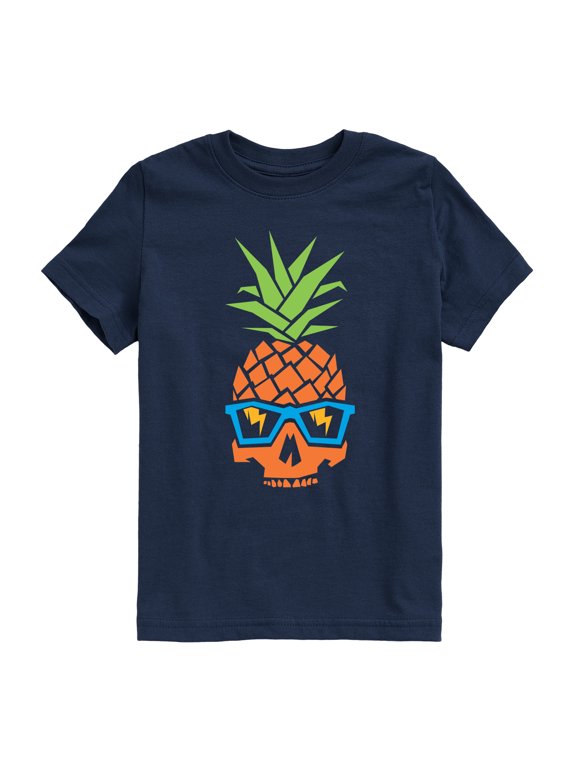- Pineapple Skull with Glasses Boys' Short Sleeve Graphic T-Shirt