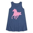 thumbnail image 1 of Instant Message - Pink Gingham Horse - Toddler & Youth Girls A-line Dress, 1 of 6