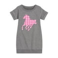 thumbnail image 1 of Instant Message - Pink Gingham Horse - Toddler & Youth Girls Fleece Dress, 1 of 1
