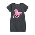 thumbnail image 1 of Instant Message - Pink Gingham Horse - Toddler & Youth Girls Fleece Dress, 1 of 1
