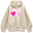 thumbnail image 1 of Instant Message - Pink Retro Patterned Hearts - Women's Oversized Fleece Hoodie Sweatshirt, 1 of 4