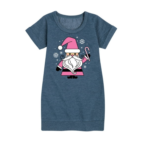 Instant Message - Pink Santa Claus Christmas - Toddler & Youth Girls Fleece Dress