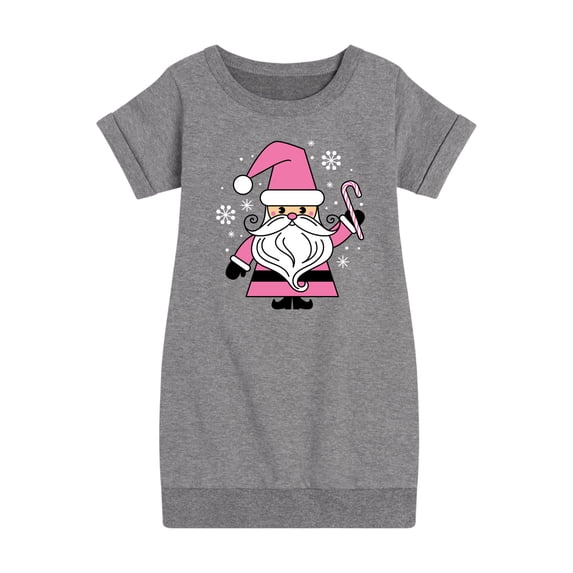 Instant Message - Pink Santa Claus Christmas - Toddler & Youth Girls Fleece Dress