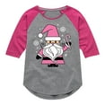 thumbnail image 1 of Instant Message - Pink Santa Claus Christmas - Toddler & Youth Girls Raglan Graphic T-Shirt, 1 of 6