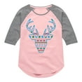 thumbnail image 1 of Instant Message - Pixel Sweater Deer Christmas - Toddler & Youth Girls Raglan Graphic T-Shirt, 1 of 6