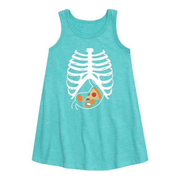 Instant Message - Pizza Nuggets Skeleton - Toddler & Youth Girls A-line Dress