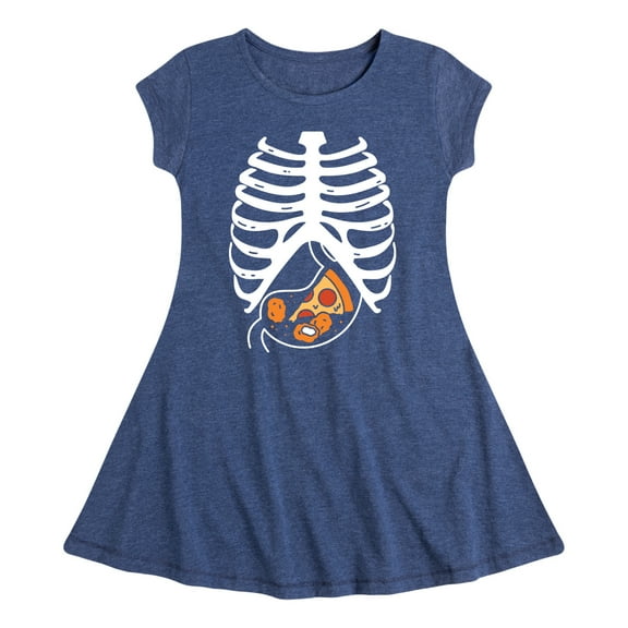 Instant Message - Pizza Nuggets Skeleton - Toddler & Youth Girls Fit & Flare Dress
