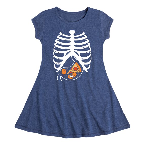 Instant Message - Pizza Nuggets Skeleton - Toddler & Youth Girls Fit & Flare Dress