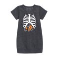 thumbnail image 1 of Instant Message - Pizza Nuggets Skeleton - Toddler & Youth Girls Fleece Dress, 1 of 5
