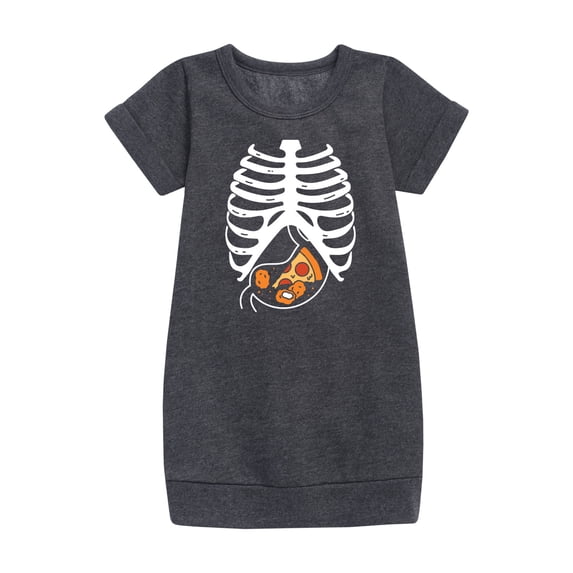 Instant Message - Pizza Nuggets Skeleton - Toddler & Youth Girls Fleece Dress