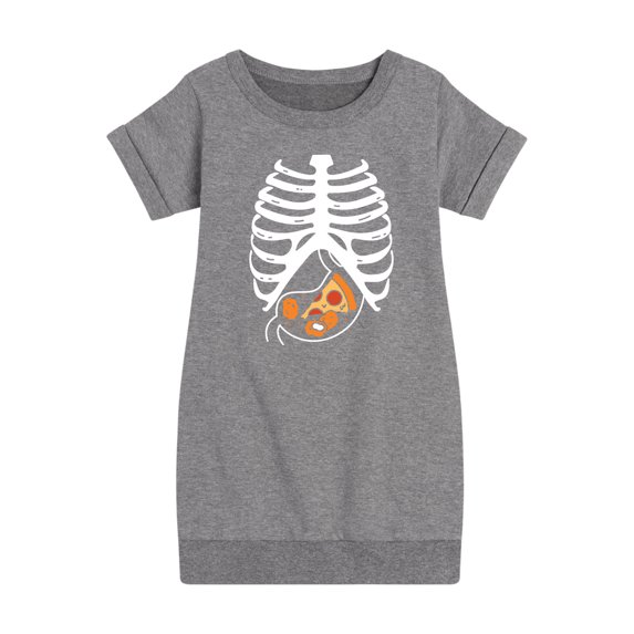Instant Message - Pizza Nuggets Skeleton - Toddler & Youth Girls Fleece Dress