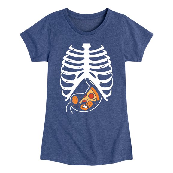Instant Message - Pizza Nuggets Skeleton - Toddler & Youth Girls Short Sleeve Graphic T-Shirt