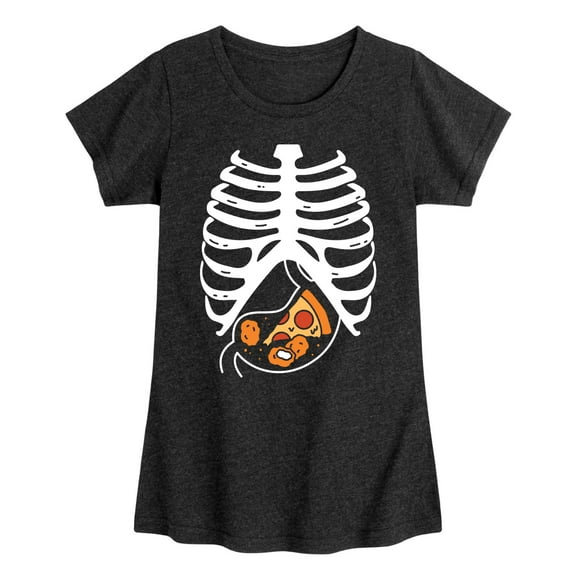 Instant Message - Pizza Nuggets Skeleton - Toddler & Youth Girls Short Sleeve Graphic T-Shirt
