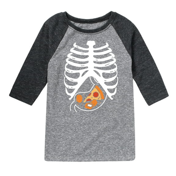 Instant Message - Pizza Nuggets Skeleton - Toddler & Youth Raglan Graphic T-Shirt