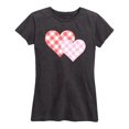 thumbnail image 1 of Instant Message - Plaid Heart Duo - Women's Short Sleeve Graphic T-Shirt, 1 of 5