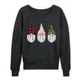 thumbnail image 1 of Instant Message - Plaid Leopard Print Gnomes - Women's French Terry Long Sleeve Pullover, 1 of 5