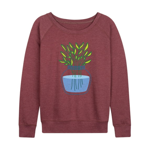 Instant Message - Plants In Vase - Women's Lightweight French Terry Long Sleeve Shirt