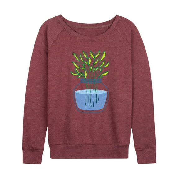 Instant Message - Plants In Vase - Women's Lightweight French Terry Long Sleeve Shirt