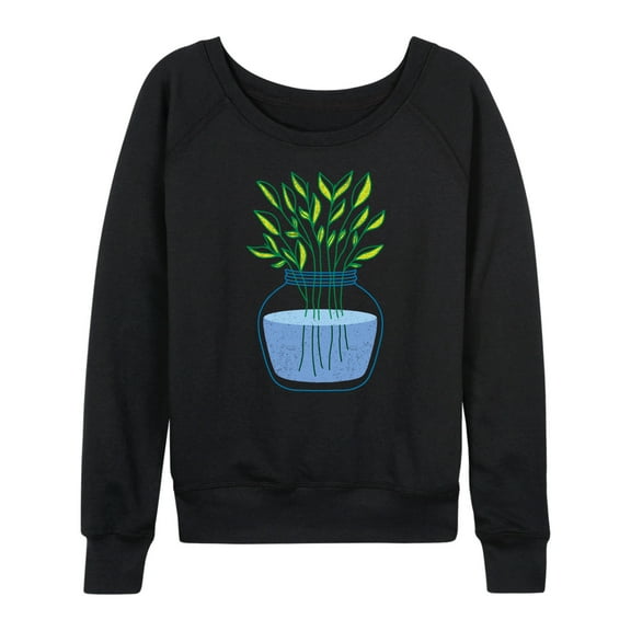 Instant Message - Plants In Vase - Women's Lightweight French Terry Long Sleeve Shirt