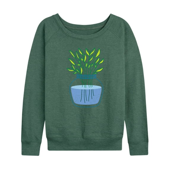 Instant Message - Plants In Vase - Women's Lightweight French Terry Long Sleeve Shirt