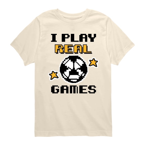 Instant Message - Play Real Games Soccer Short Sleeve Graphic T-Shirt