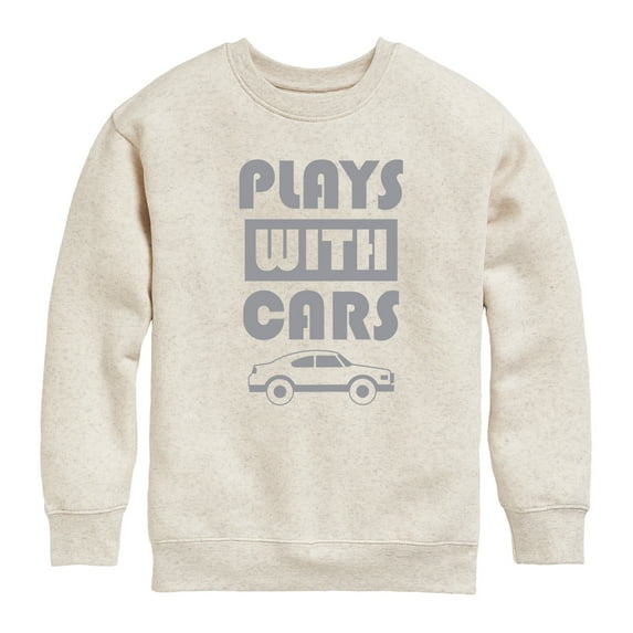 Instant Message - Plays With Cars - Toddler & Youth Crewneck Fleece Sweatshirt