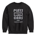 thumbnail image 1 of Instant Message - Plays With Cars - Toddler & Youth Crewneck Fleece Sweatshirt, 1 of 6