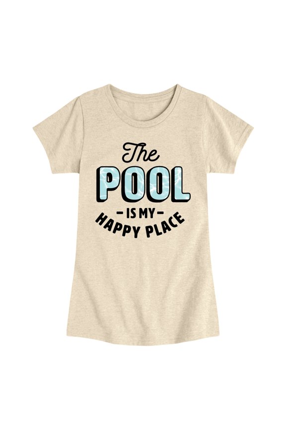 - Pool Happy Place Fitted Short Sleeve Graphic T-Shirt