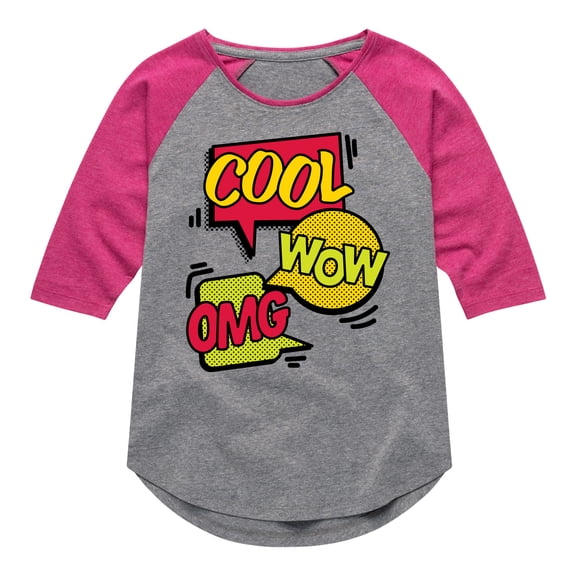 Instant Message - Pop Art Bubbles - Toddler & Youth Girls Raglan Graphic T-Shirt