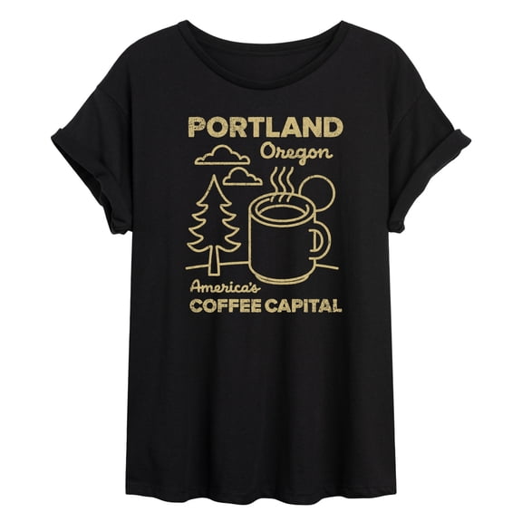 Instant Message - Portland Coffee - Women's Oversized Graphic T-Shirt