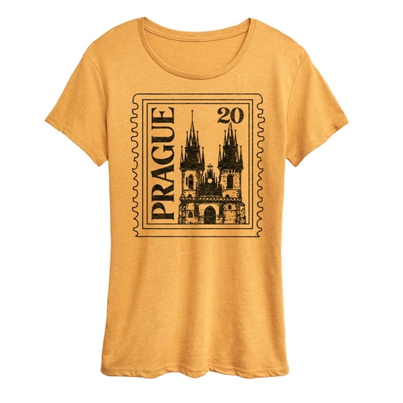 Instant Message - Prague Postage Stamp - Women's Short Sleeve Graphic T-Shirt