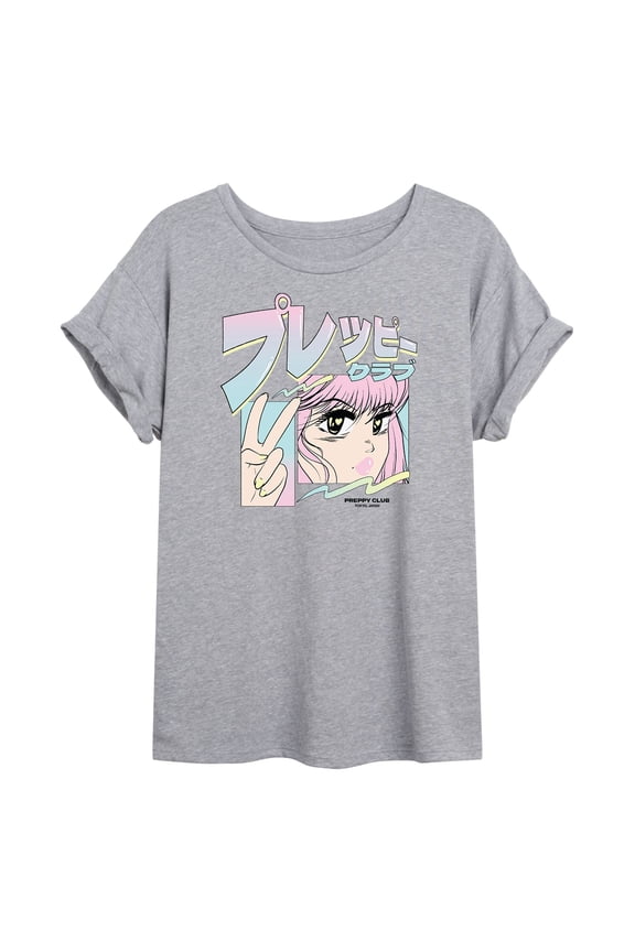 - Preppy Club - Juniors Anime Ideal Flowy Muscle T-Shirt