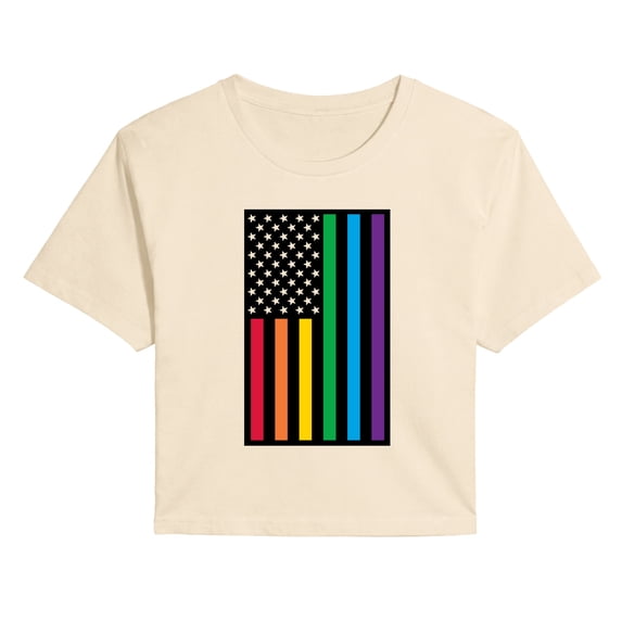 Instant Message - Pride Flag - Juniors Cropped Graphic T-Shirt