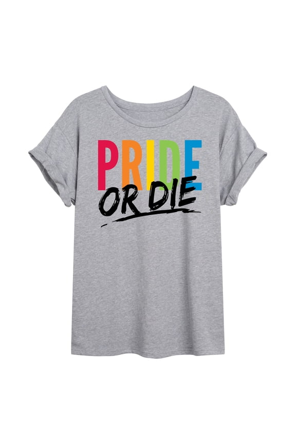 - Pride Or Die - Juniors Oversized Graphic T-Shirt